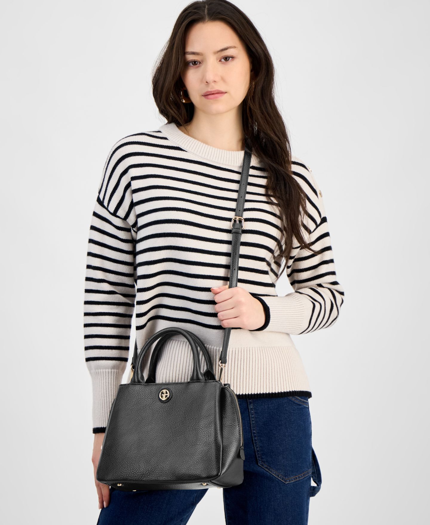 Женская сумка Giani Bernini Pebble Small Satchel, цвет: Чёрный — фото 7