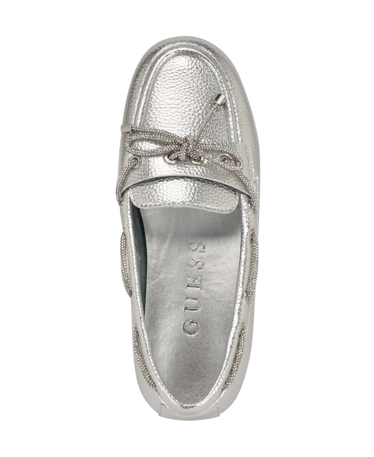 Guess Lavonta Boat Shoe In Silver Metallic