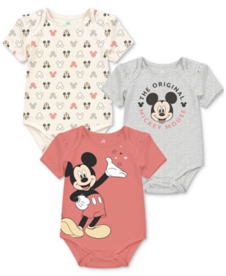 Disney - Baby Mickey Mouse Short-Sleeve Bodysuits, 3 Pack