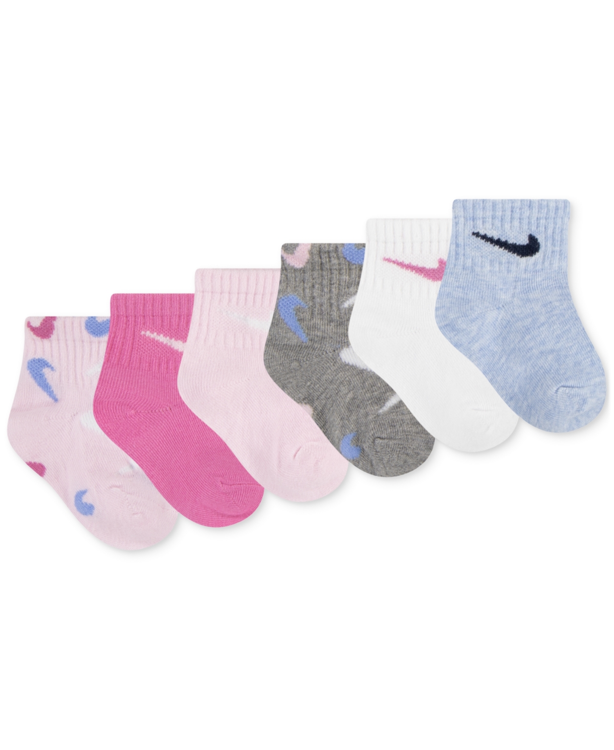 Nike Baby And Toddler Swooshfetti Ankle Socks, Pack Of 6 In Pink Foam