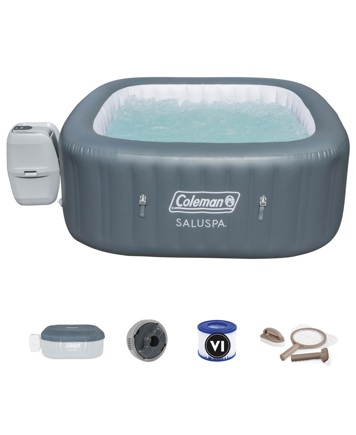 Coleman SaluSpa 4 Person Inflatable Outdoor Hot Tub Spa & Intex Maintenance Kit
