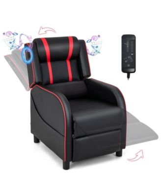 PU Leather Massage Gaming Recliner Chair with Side Pockets