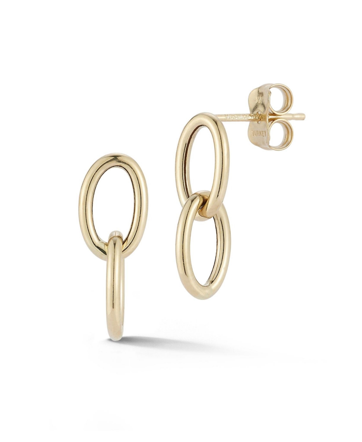 14K Gold Dainty Duo Link Dangle Drop Earrings - 14k gold