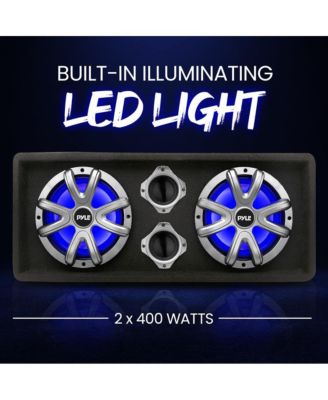 8-Inch Dual Bass Subwoofer Box System with LED Lights, 400-Watt, Class-D Amplifier, Rear Vented for Trucks