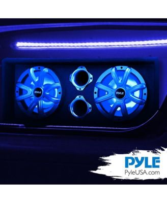 8-Inch Dual Bass Subwoofer Box System with LED Lights, 400-Watt, Class-D Amplifier, Rear Vented for Trucks