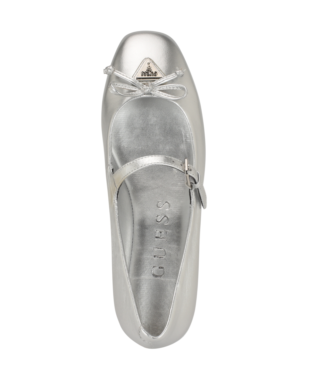 Guess Kayra Mary Jane Flat In Silver Leather