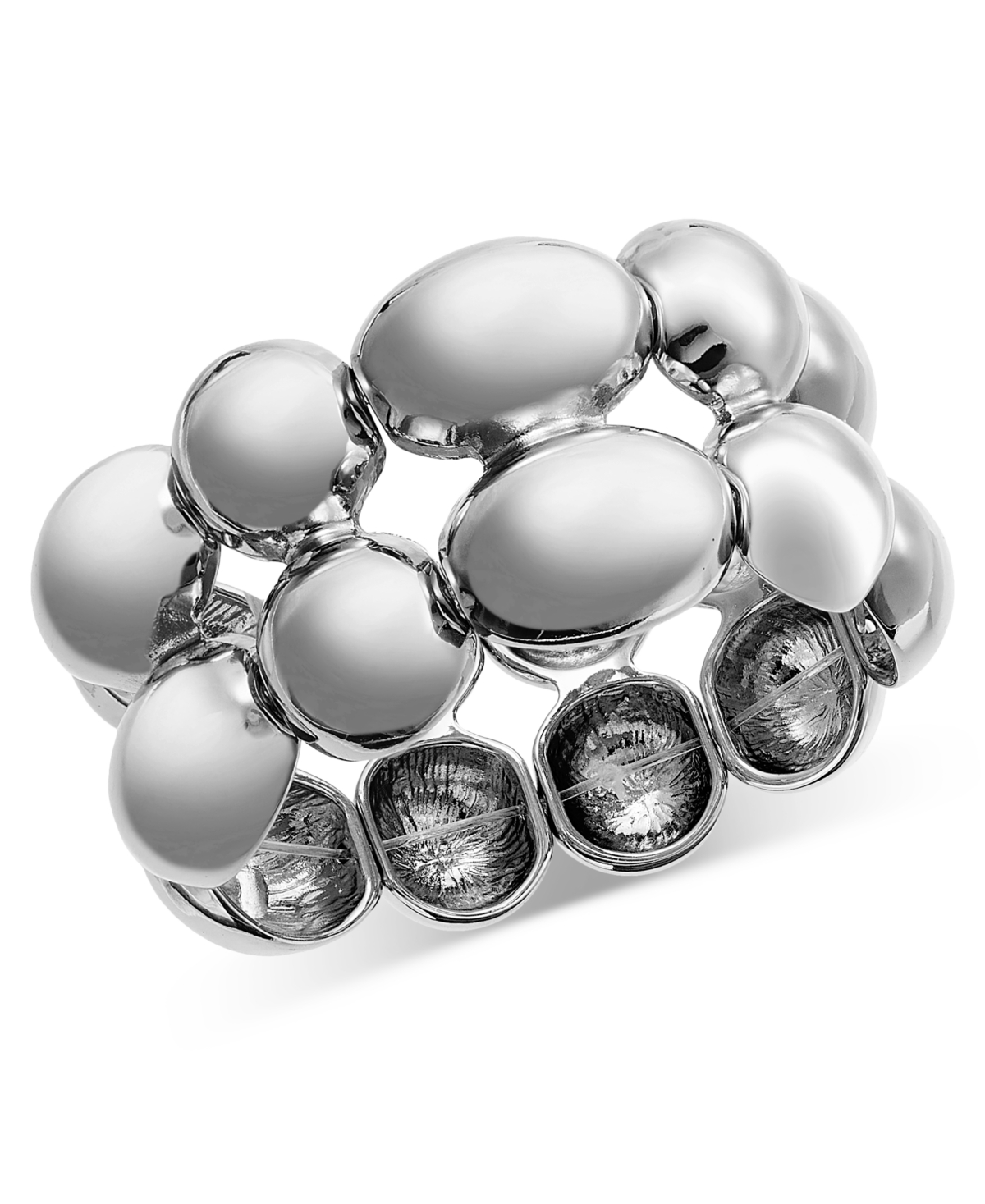Silver-Tone Sculptural Bead Double Row Flex Bracelet, Exclusively at Macy's - Silver