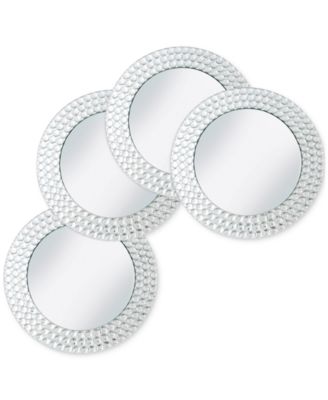 American Atelier - Triple-Bead Mirror Glass Charger Plates, Set of 4