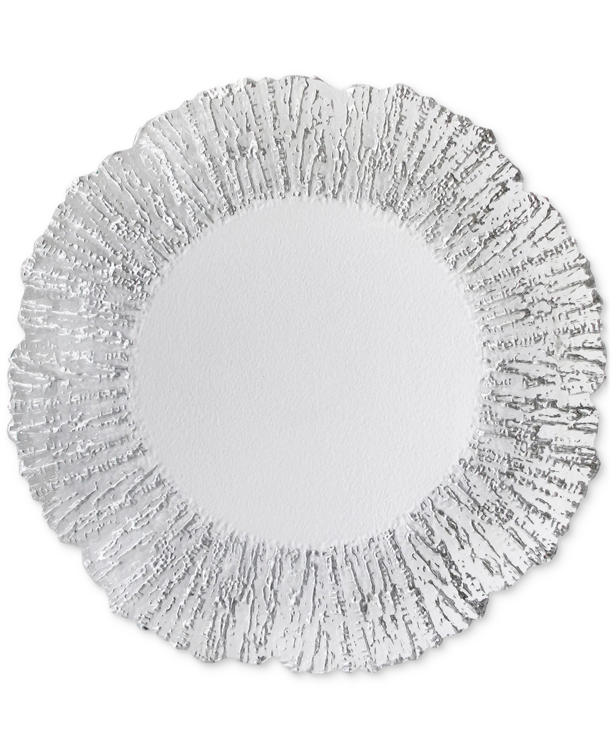 American Atelier Deniz Silver Flower Glass Charger Plates, Set Of 4 In Silver