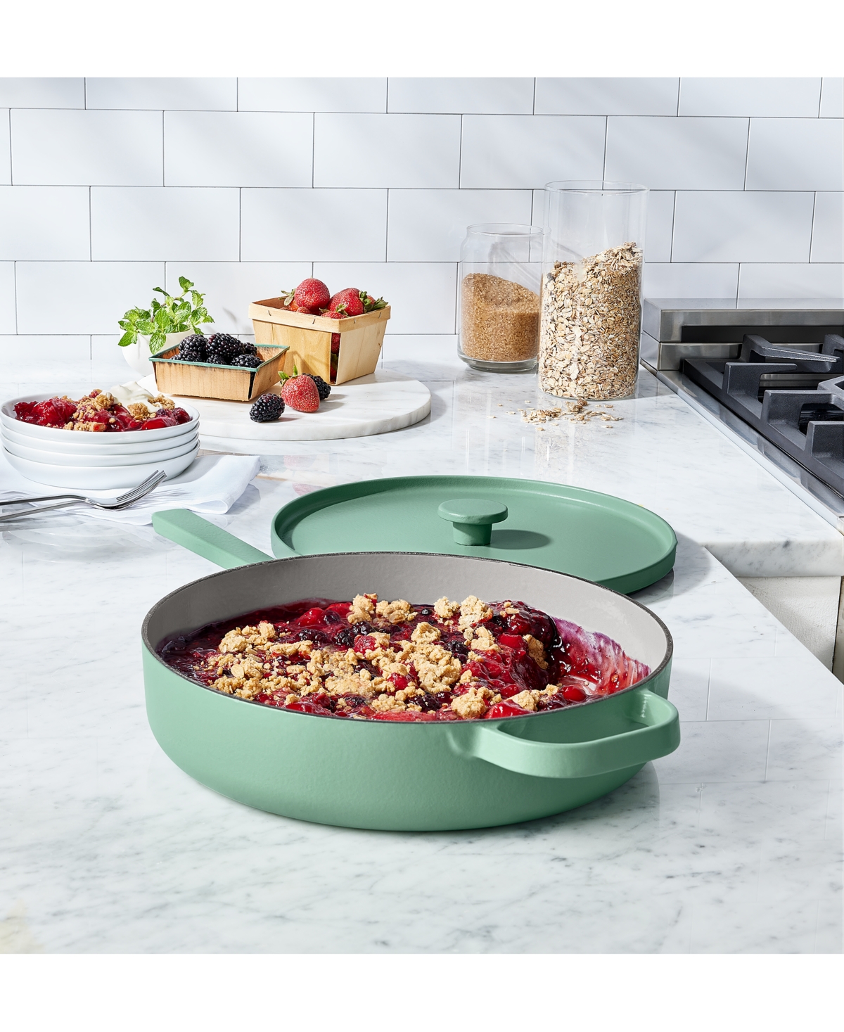 The Cellar Enameled Cast Iron 3.5-qt Braiser, Exclusively At Macy's In Green
