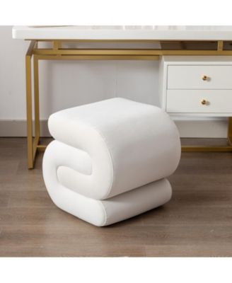 Chic S-Shape Velvet Footstool, Upholstered Makeup Stool, Modern Ottoman for Bedroom, Living Room, and Dressing Area-The Pop Home
