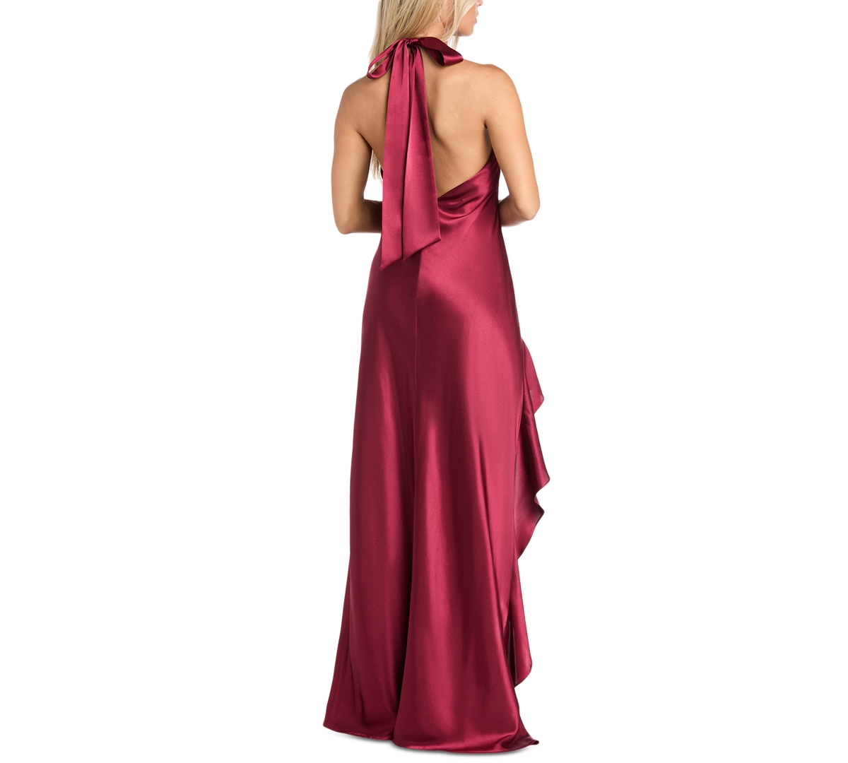 Morgan & Company Women's Strapless High-low Satin Gown In Wine