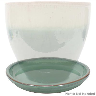 Outdoor/Indoor High-Fired Glazed UV- and Frost-Resistant Ceramic Flower Pot Planter Saucers - 2-Pack