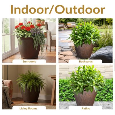 Indoor/Outdoor Patio, Garden, or Porch Weather-Resistant Double-Walled Anjelica Flower Pot Planter - 24"