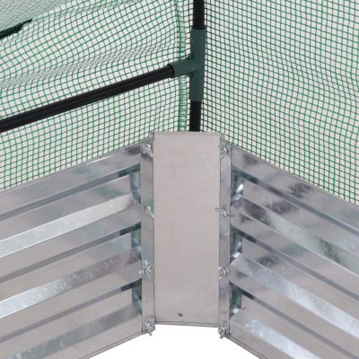 Steel Raised Garden Bed with Greenhouse Cover - Green