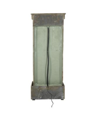 48"H Electric Natural Slate with Copper Accents Rippled Column Outdoor Water Fountain with LED Spotlight