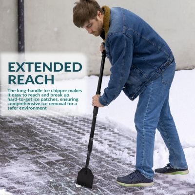 Outdoor Steel Shock-Absorbing Ice Chopper and Scraper with Extra Thick Blade and Foam Grip - 47"