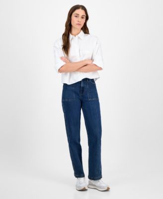Women's Boxy Cotton Button-Front Shirt