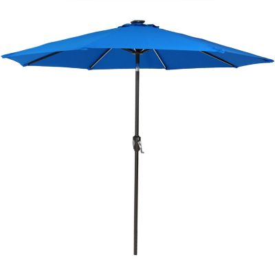 Outdoor Aluminum Sunbrella Patio Umbrella with Solar LED Light Bars and Tilt - 9'