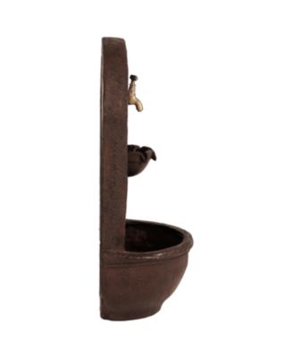 Messina 26-Inch Polystone Outdoor Solar Wall Fountain - Bronze Finish
