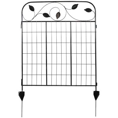 Winding Vines 10-Foot 4-Piece Steel Decorative Garden Fence Panels - 30" W x 36" H Per Panel - Black