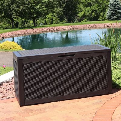 Outdoor Deck and Patio Storage Box with Rattan Design - 100 Gal.