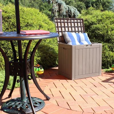 Lockable Outdoor Small Deck Box with Storage and Side Handles - 32-Gal.