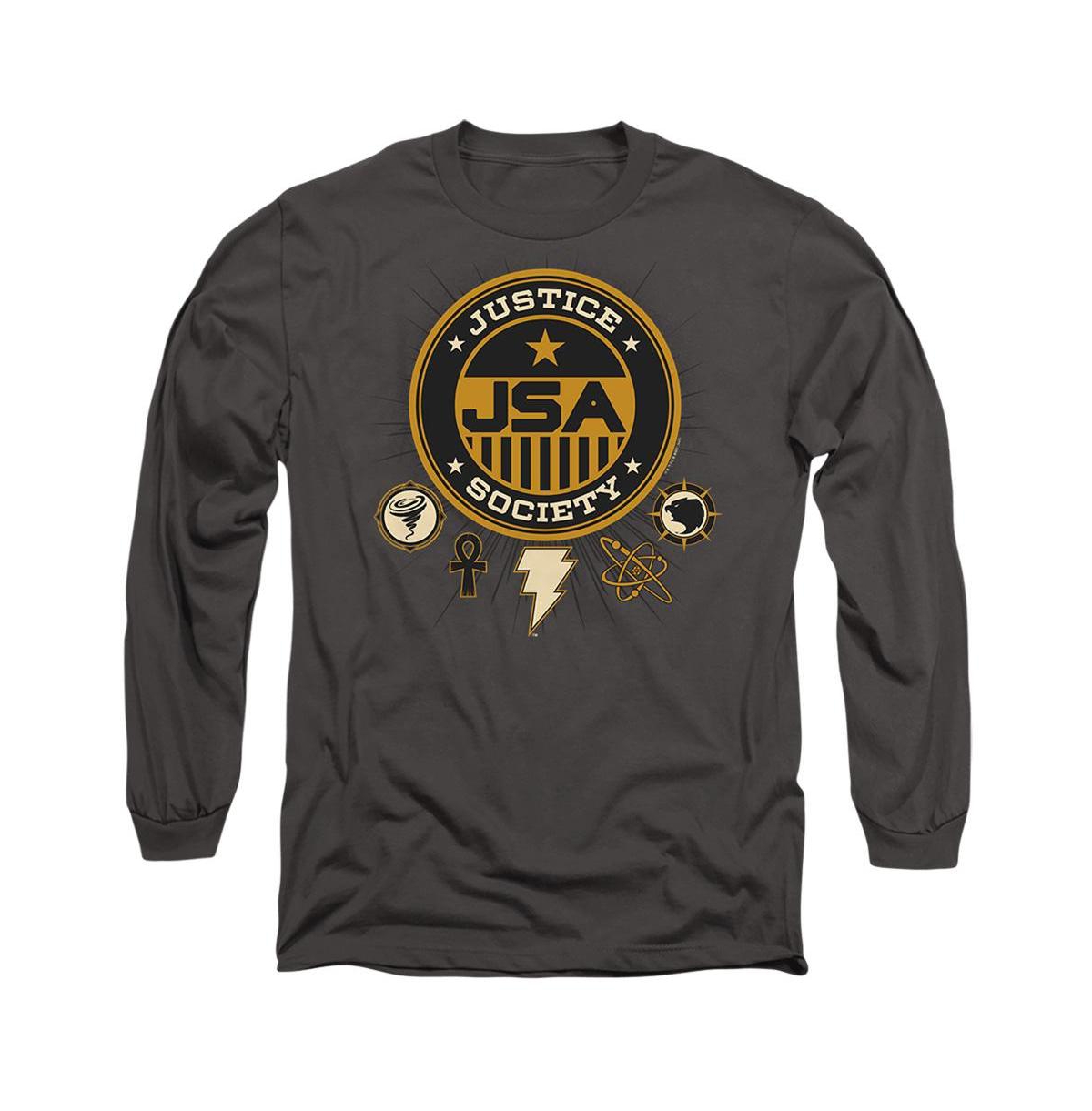 Men's Justice Society Long Sleeve Adult Tee / T-Shirt - Charcoal