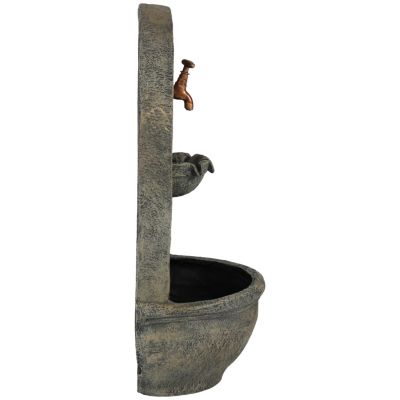 Messina 26-Inch Polystone Outdoor Wall Water Fountain - Electric Submersible Pump - French Limestone Finish