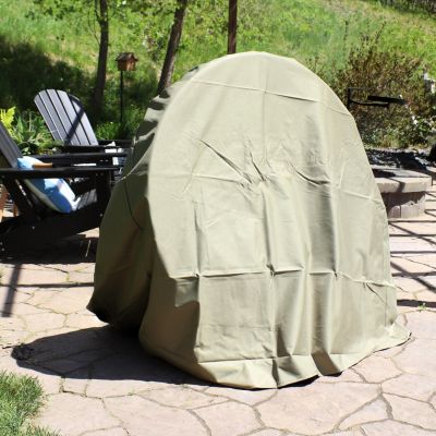 Outdoor Heavy-Duty Steel Firewood Log Hoop Storage Rack with Weather-Resistant PVC Log Hoop Cover