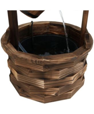 Old-Fashioned Wooden Wishing Well Water Fountain - Outdoor Garden Fountain Waterfall Feature - 48 Inch Tall