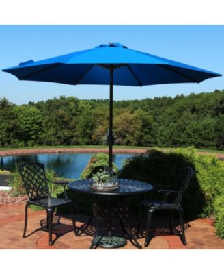 Outdoor Aluminum Solution-Dyed Sunbrella Patio Umbrella with Auto Tilt and Crank - 9' - Pacific Blue