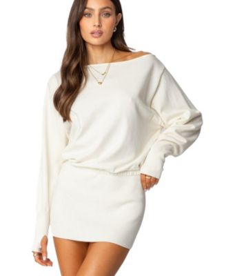 Womens Eve Off Shoulder Knit Mini Dress