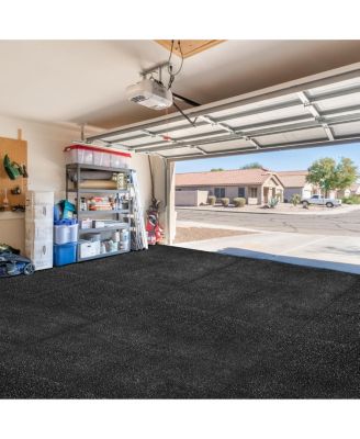 18 Interlocking Gym Floor Mat - 1/2" Thick Rubber Top High-Density EVA Foam (72 Sq Ft) - for Yoga, Heavy Exercise Equipment (Gray Speckled)