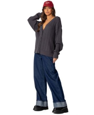 Womens Francine Oversized V Neck Cardigan