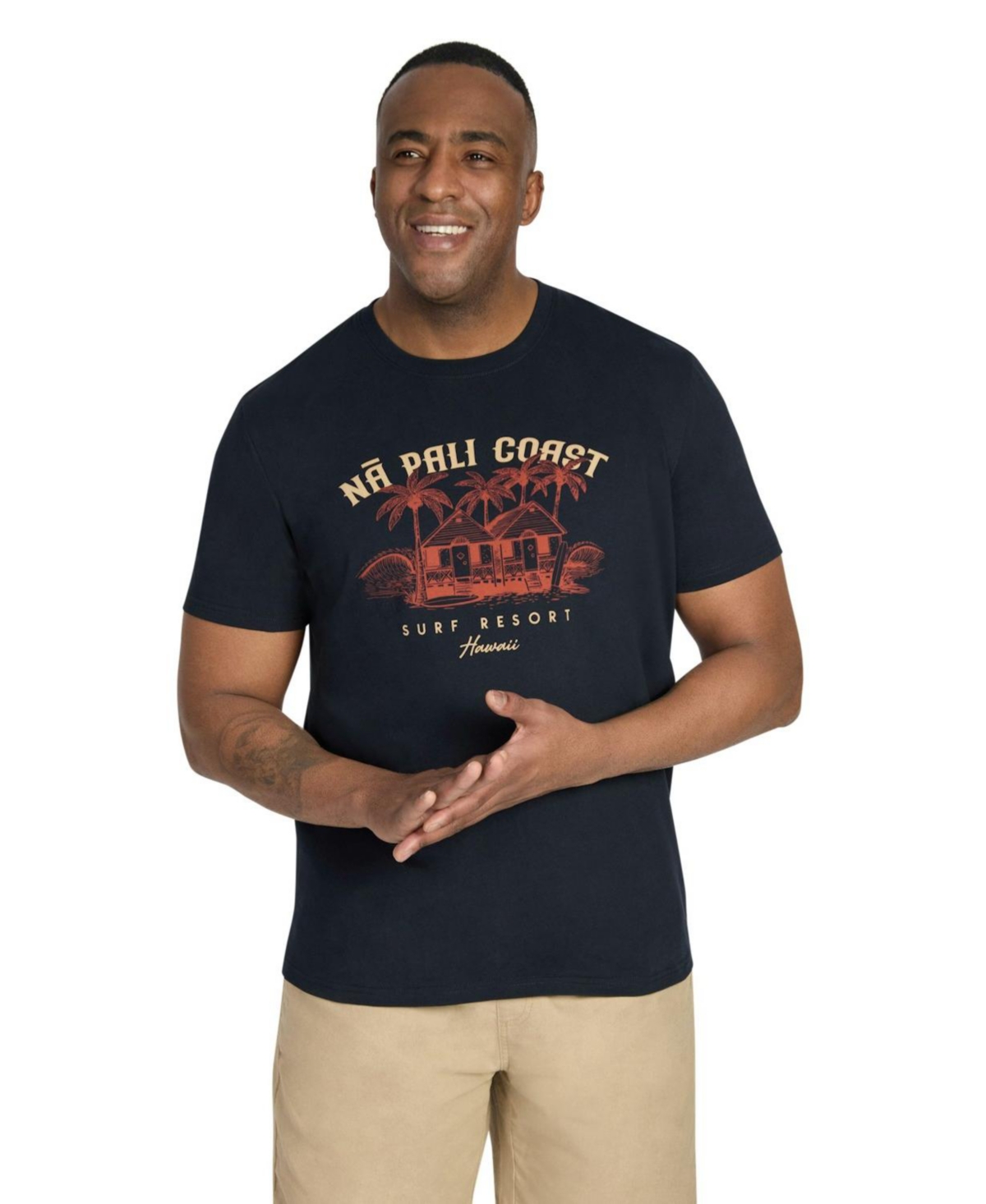 Big & Tall Hawaii Crew Neck Tee - Navy