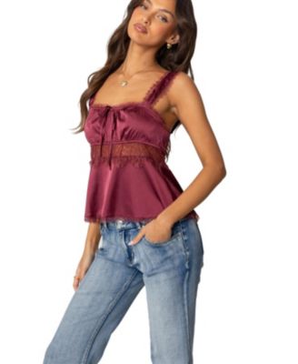 Women's Loryn Lacey Satin Effect Top