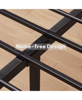 Full Size Bed Frame Platform with Headboard, Industrial 14 inch Full Bedframe