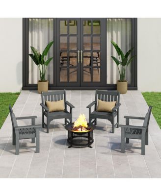 Outdoor Patio HDPE Adirondack Dining Arm Chairs (Set of 4)