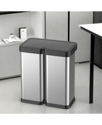 16 Gallon Automatic Trash Can, 30L+30L Stainless Steel Dual Garbage &amp; Recycle Bin