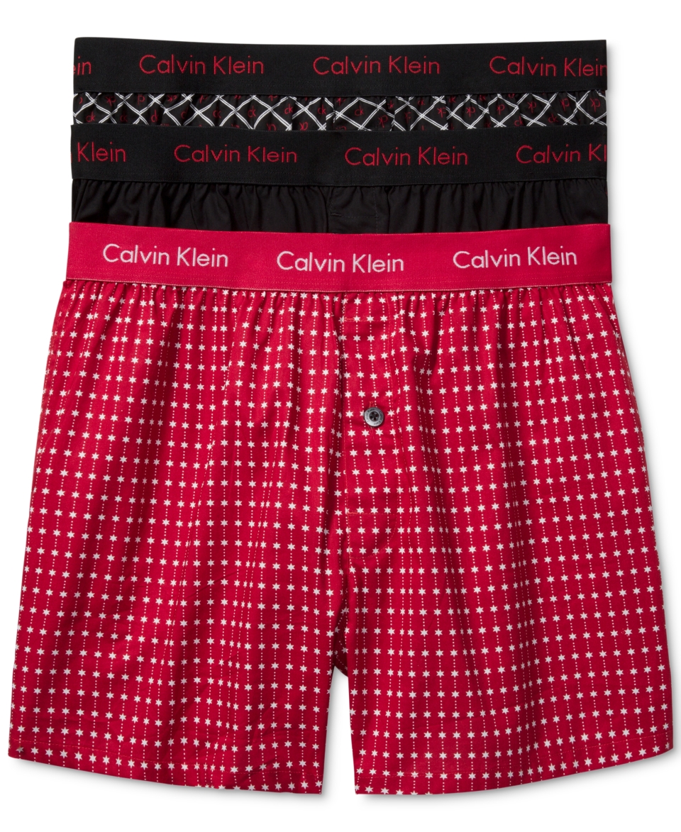 Calvin Klein Slim Fit Woven Boxers 3 Pack U8877   Underwear   Men
