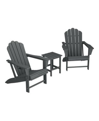 3-Piece Outdoor Patio HDPE Adirondack Chair With Cup Holder and Table Set