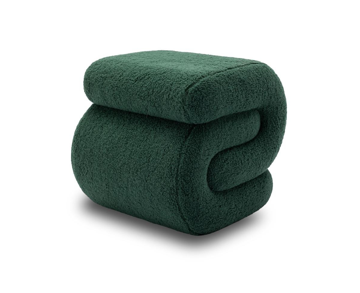 Modern S-Shape Makeup Stool, Teddy Fabric Upholstered Footstool, Comfy Ottoman for Bedroom, Living Room, and Dressing Table-The Pop Home