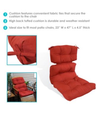 Indoor/Outdoor Olefin Polyester Tufted High Back Patio Dining Chair Cushion - 23" x 47"