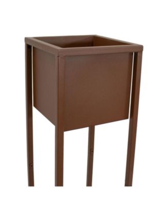 Modern Simplicity 8.25" Square Cold-Rolled Steel Outdoor Elevated Planter - Set of 2