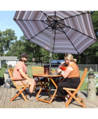 Outdoor Meranti Wood with Teak Oil Finish Folding Patio Dining Table and Chairs - Brown - 5pc