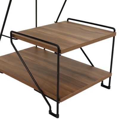 3-Tiered Steel Wire Indoor Accent Table with Faux Woodgrain Tabletops - 21” H - Brown