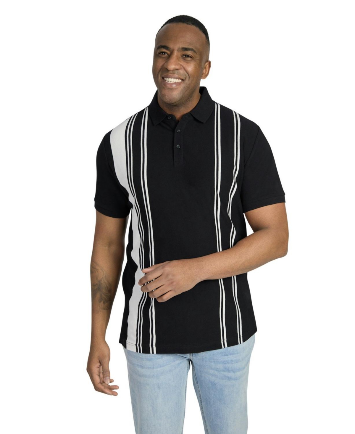 Big & Tall Jenkins Verical Stripe Polo - Black