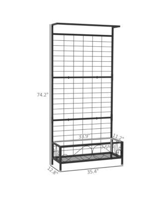 74" Tall Metal Plant Sd with Trellis and Hanging Bar,