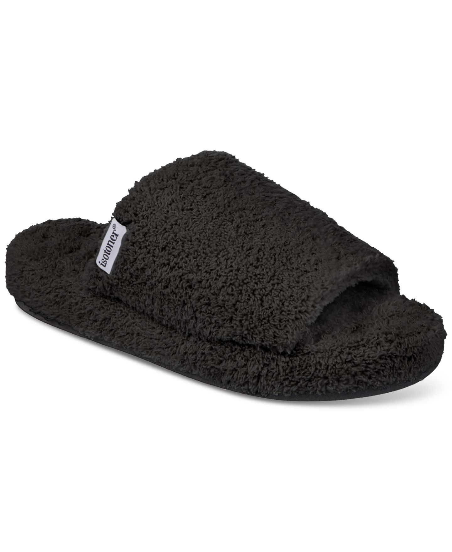Женские тапочки Isotoner Signature Joey Cozy Plush Slide Slippers, цвет: Чёрный — фото 1